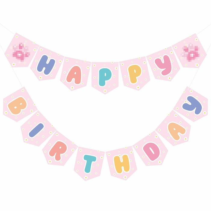 Marspark Blue Dog Birthday Banner with Daisy Flowers Pastel Colorful by Deal US