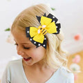 BOENBE LOVED Girls Yellow Bee Hair Clips with Ribbon Bows 2Pcs Polka Dots by Deal US