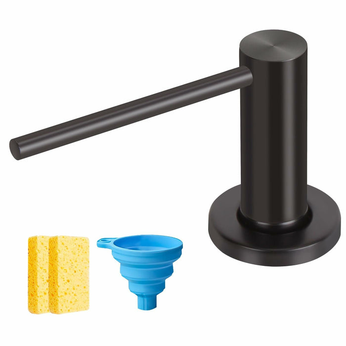 JOMSPOA Dish Soap Dispenser Kitchen Sink Pump Metal Head 17OZ Black + 2 Sponges by Deal US