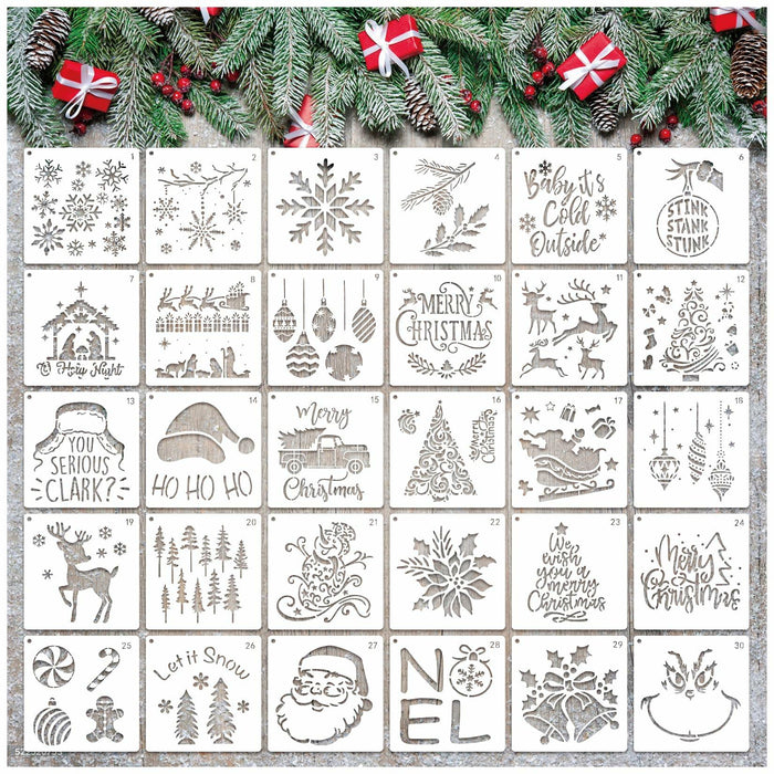 Christmas Craft Stencil Reusable Holiday Winter Painting Wood Glass by Deal US