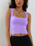 Mizoci Women’s Square Neck Crop Tank Top Sleeveless Going Out Black Small by Deal US