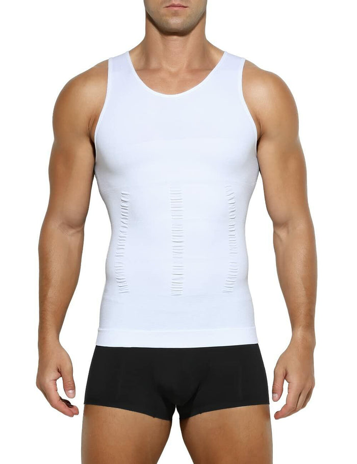 Casey Kevin Men’s Sleeveless Compression Shirt – White XL Body Shaper by Deal US