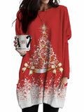 NOVEPT Women’s Reindeer Christmas Shirt Dress – Red, M by Deal US