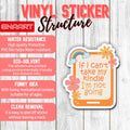 3Pcs If I Can’t Take My Kindle Stickers Bookish Reading Vinyl Decals 2in by Deal US