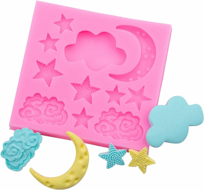 Star Moon Clouds Silicone Fondant Mold DIY Candy Chocolate Baking Pink by Deal US