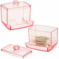 Biiange 2-Pack Acrylic Cotton Swab Holder with Lid 7oz Q-Tip Storage (Pink) by Deal US