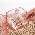 Biiange 2-Pack Acrylic Cotton Swab Holder with Lid 7oz Q-Tip Storage (Pink) by Deal US