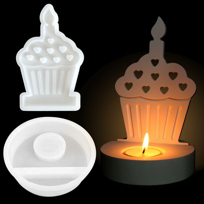 DIY Heart Cake Tea Light Candle Holder Silicone Mold for Resin Craft by Deal US