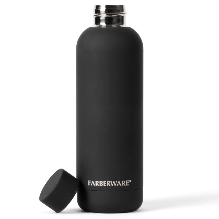 Farberware Stainless Steel Water Bottle 16oz Insulated Hot Cold Black by Deal US