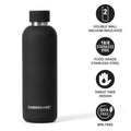Farberware Stainless Steel Water Bottle 16oz Insulated Hot Cold Black by Deal US