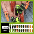 Pink Halloween Press On Nails Almond Matte Pumpkin Bat Design 24pcs by Deal US