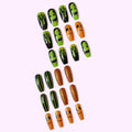 Pink Halloween Press On Nails Almond Matte Pumpkin Bat Design 24pcs by Deal US