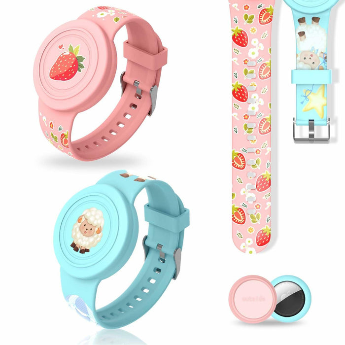 Kids AirTag Bracelet Waterproof Silicone Hidden Tracker Band Sheep Strawberry by Deal US