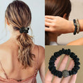 Generic Silk Hair Scrunchies for Women Black Elastic Satin Hair Ties by Deal US