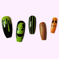 Pink Halloween Press On Nails Almond Matte Pumpkin Bat Design 24pcs by Deal US