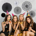 6PCS Black Hanging Paper Fans Party Decorations for Birthday, Wedding & Shower by Deal US