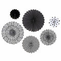 6PCS Black Hanging Paper Fans Party Decorations for Birthday, Wedding & Shower by Deal US