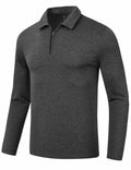 MoFiz Men’s Long Sleeve Polo Shirt Quarter-Zip Quick Dry Grey M by Deal US