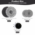 6PCS Black Hanging Paper Fans Party Decorations for Birthday, Wedding & Shower by Deal US