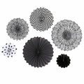 6PCS Black Hanging Paper Fans Party Decorations for Birthday, Wedding & Shower by Deal US