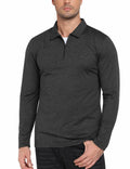 MoFiz Men’s Long Sleeve Polo Shirt Quarter-Zip Quick Dry Grey M by Deal US
