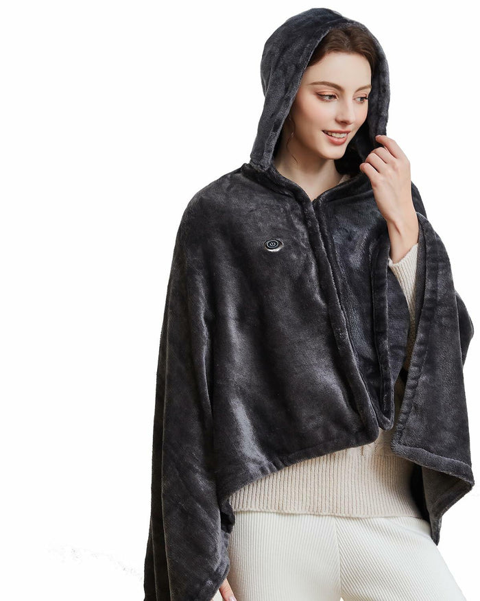 Lailisapex USB Heated Wearable Blanket Shawl Hooded, Portable, 3 Gears by Deal US
