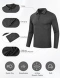 MoFiz Men’s Long Sleeve Polo Shirt Quarter-Zip Quick Dry Grey M by Deal US