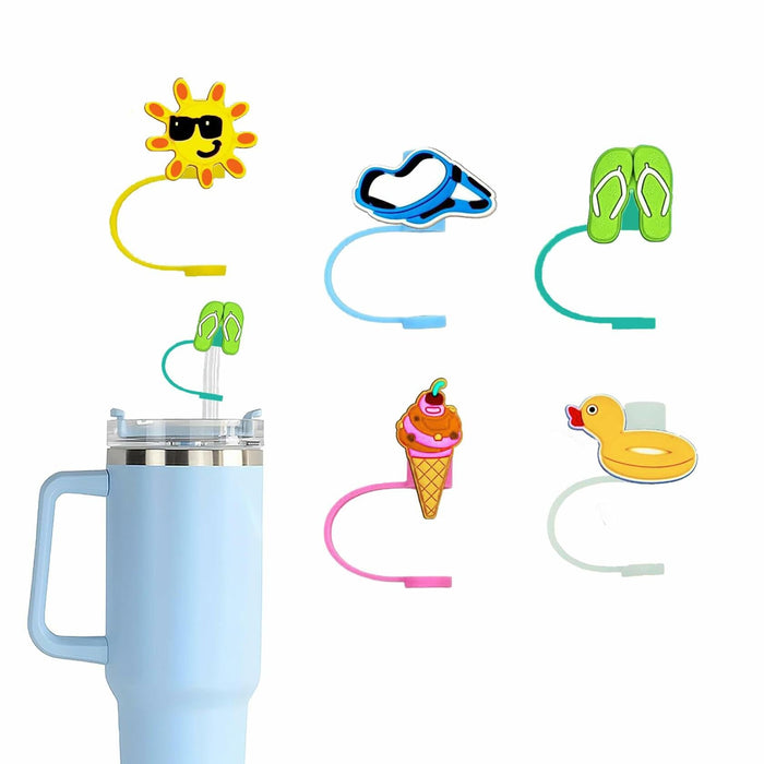5Pcs Silicone Straw Cap Covers for Stanley Cup 30oz 40oz Reusable Tips by Deal US