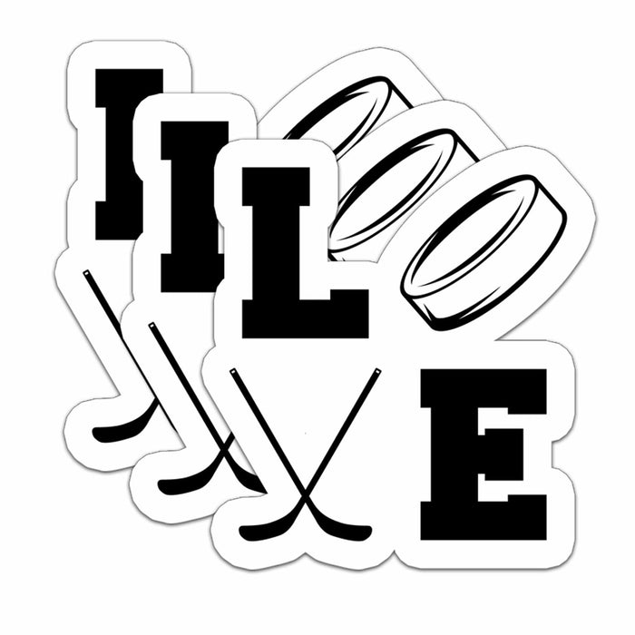 Love Hockey Stickers 3pcs Waterproof Vinyl Decals Laptop Bottle Helmet by Deal US
