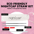 NightCap Straw Kit 2 Reusable Stainless Steel Straws w Brush Pouch Tips by Deal US