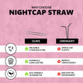 NightCap Straw Kit 2 Reusable Stainless Steel Straws w Brush Pouch Tips by Deal US