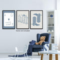 Venphude Coastal Art Canvas Set of 3 12x16in Unframed Blue Cowgirl Surfboard by Deal US