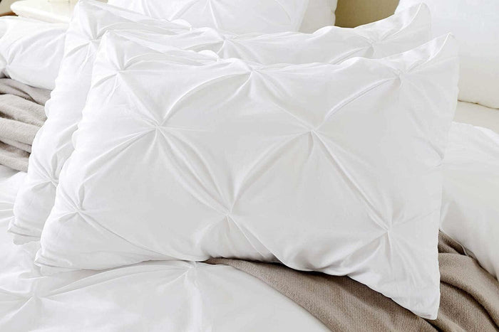 Queen Pillow Shams Set of 2 White Pinch Pleated 20x30 100% Egyptian Cotton by Deal US