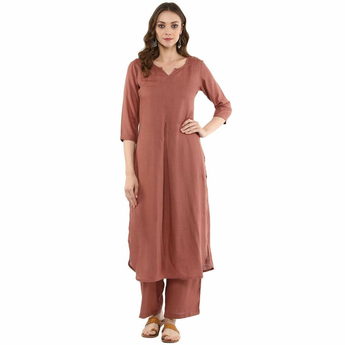 Idalia Black Rayon Solid Straight Kurta with Palazzo Set for Women by Deal US