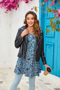 ENMAIN Women’s Plus Size Short Sleeve Top Flare Tunic Loose Fit Blue Paisley by Deal US
