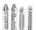 4PCS Threaded Male Condoms Transparent Fine Ring Extended Sleeve Adult by Deal US