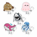 5 Pcs Retractable Badge Reel ID Clip Holder Jellyfish Whale Shark Nurse by Deal US
