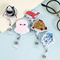 5 Pcs Retractable Badge Reel ID Clip Holder Jellyfish Whale Shark Nurse by Deal US