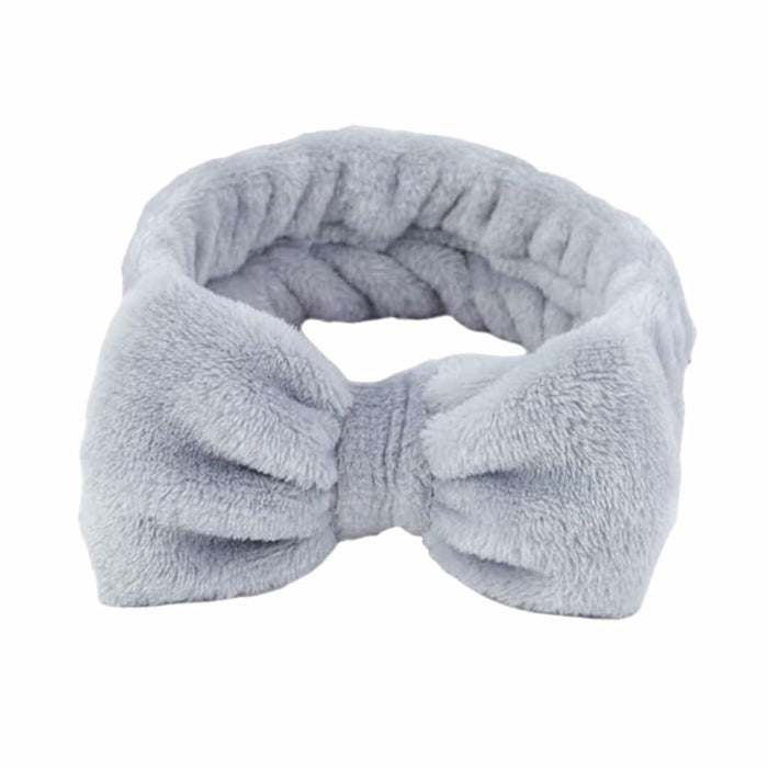 Awenbin Spa Headband Bowknot Misty Gray Reusable Soft Hairband for Face/Yoga by Deal US