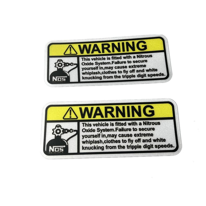 2PCS Warning NOS Stickers Car Motorcycle Helmet Racing Decals 5x2.1cm by Deal US
