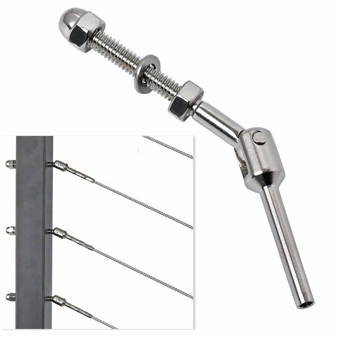 1/8" T316 Stainless Steel Adjustable Cable Railing Kit for 1.5" Metal Post by Deal US