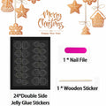 Short Almond Press-On Nails Red French Tip White Snowflake Fake Nails 24PCS by Deal US