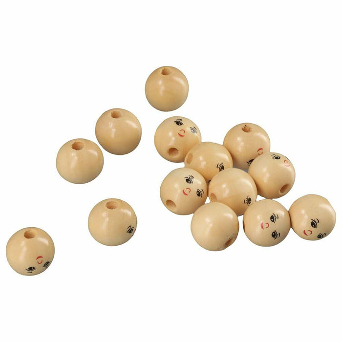 Uniquer 100pcs 18mm Wooden Face Beads Round Spacer Beads for DIY Crafts by Deal US