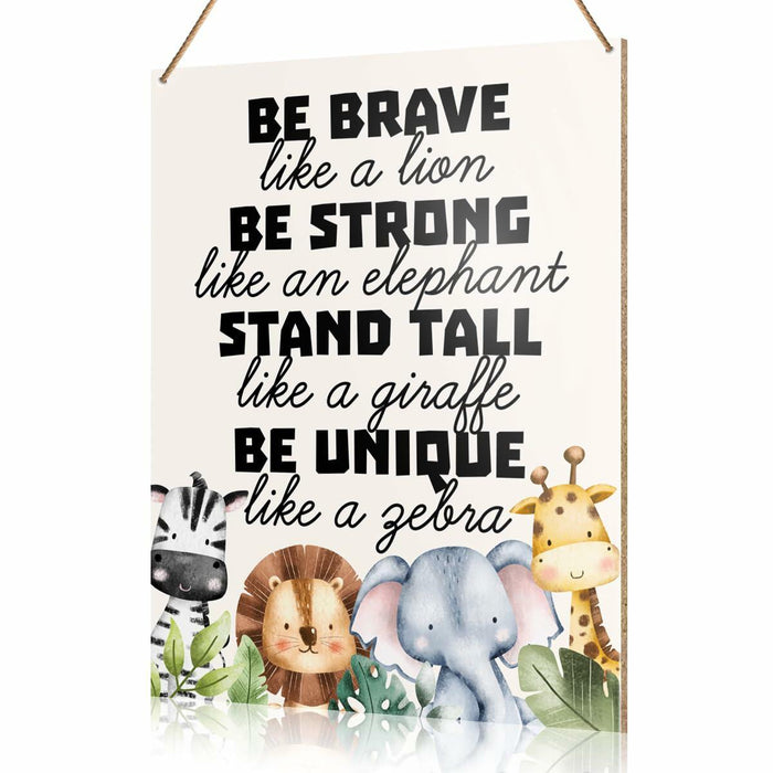 UDNADKEX Boho Nursery Wall Sign Safari Jungle Animal Wooden Decor by Deal US