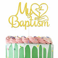 AETGDDS My Baptism Cake Topper Gold Cardboard 1 Piece by Deal US