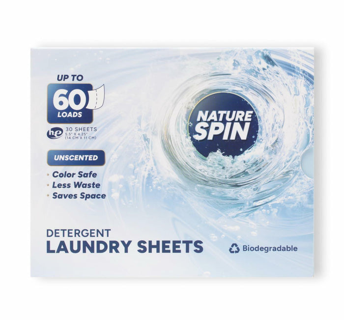 Nature Spin Eco Laundry Detergent Sheets Unscented 30 Count Pack by Deal US