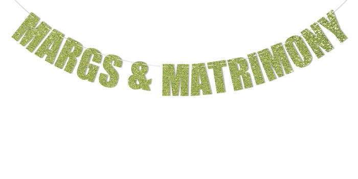 Ramciyo Margs & Matrimony Banner Green Glitter Paper Bachelorette Decor by Deal US