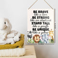 UDNADKEX Boho Nursery Wall Sign Safari Jungle Animal Wooden Decor by Deal US