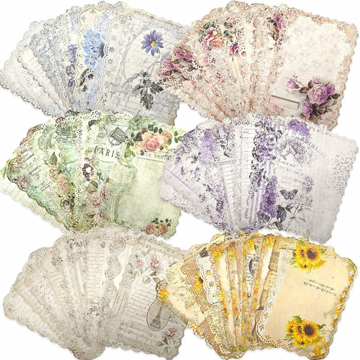 Naszonus Vintage Floral Scrapbook Paper Set 60 Sheets 4.2x6.7 Inch by Deal US