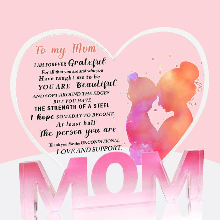 WUGUANSS Best Mom Ever Acrylic Plaque Pink Christmas Birthday Gift by Deal US